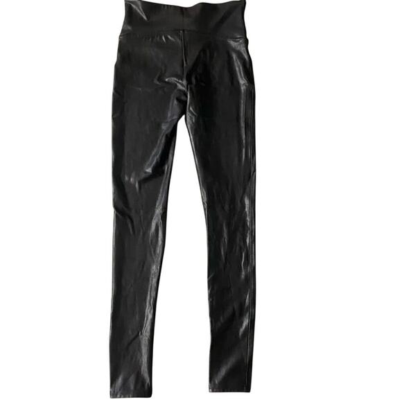 Spanx Faux Leather Leggings High Waisted Smoothing Sleek Black Size Small - Picture 4 of 9